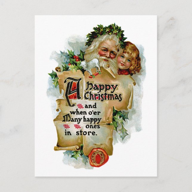 A Happy Christmas Holiday Postcard (Front)