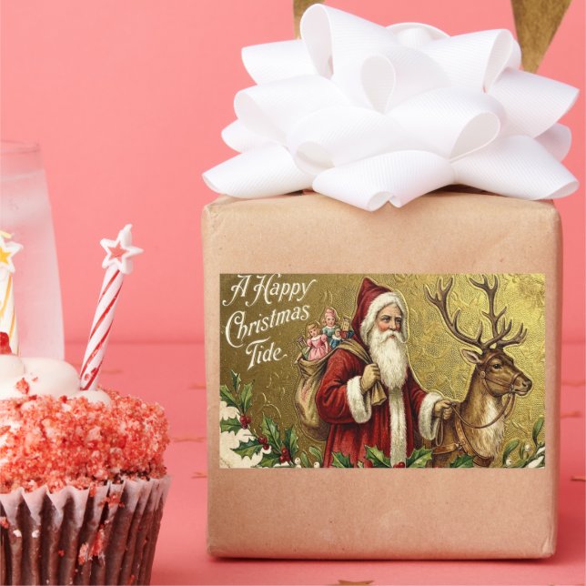 A Happy Christmas Tide Rectangular Sticker (Party)