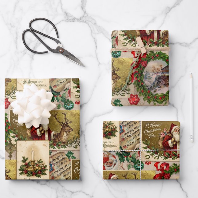 A Happy Christmas Tide Wrapping Paper Sheets (Front)