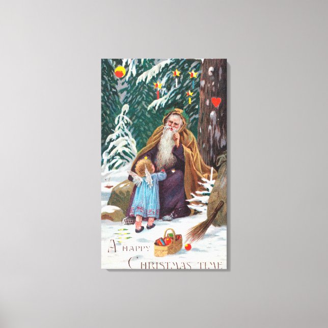 A Happy Christmas Time Father Christmas with Canvas Print (Front)