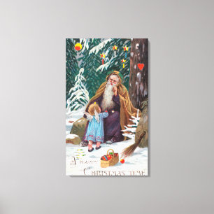 A Happy Christmas Time Father Christmas with Canvas Print