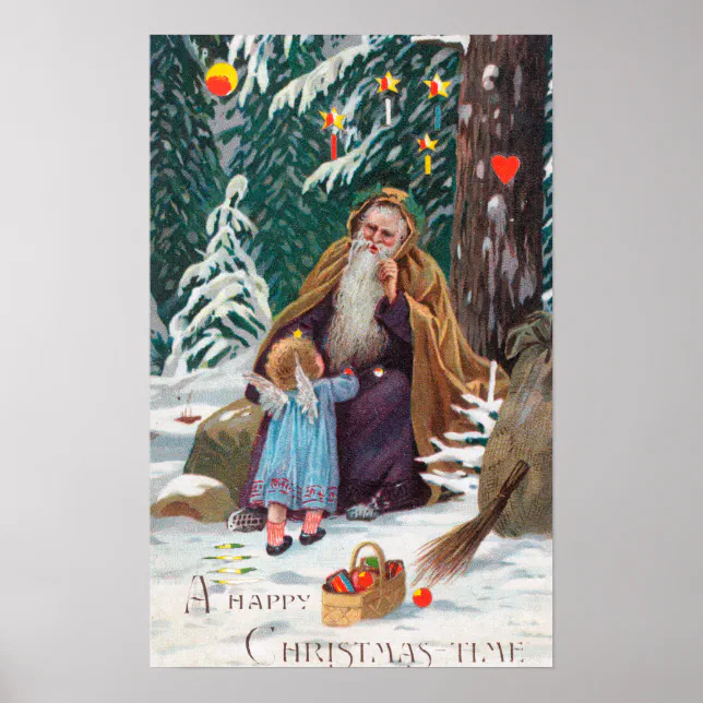 A Happy Christmas Time Father Christmas with Poster | Zazzle