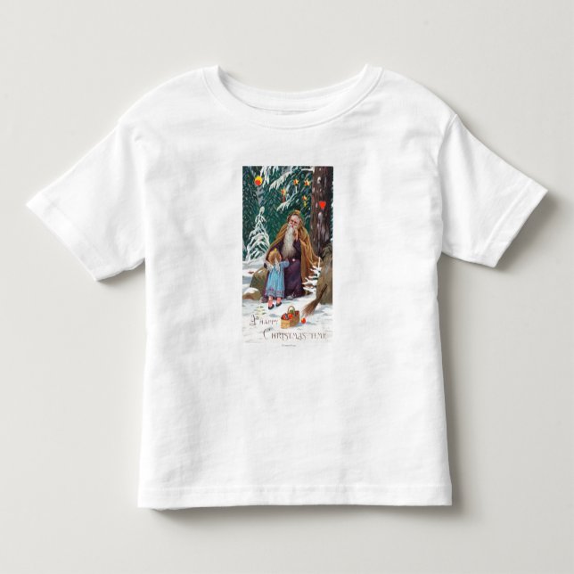 A Happy Christmas Time Father Christmas with Toddler T-shirt (Front)