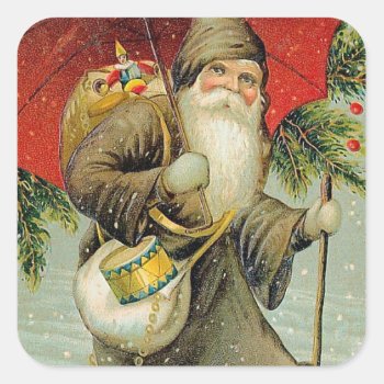 A Happy Christmas To You Square Sticker by ChristmasVintage at Zazzle