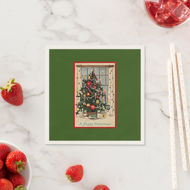 A Happy Christmas, vintage design, Napkins (Insitu)