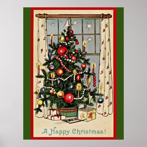 A Happy Christmas vintage illustration  Poster