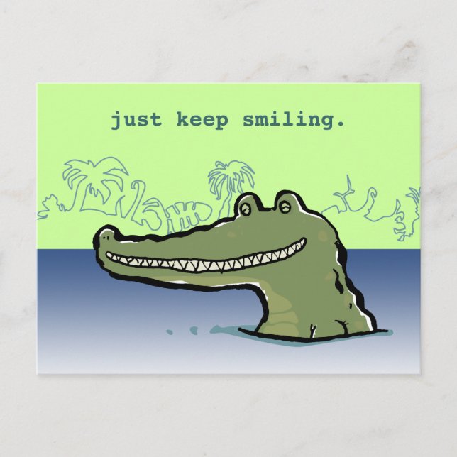 A happy crocodile (customizable words) postcard (Front)
