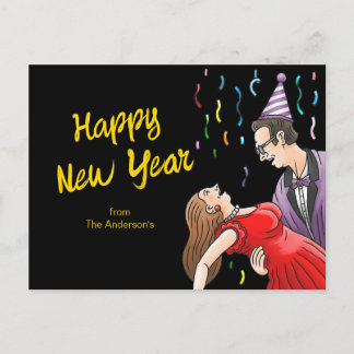 A happy dance for the New Year's party Holiday Postcard
