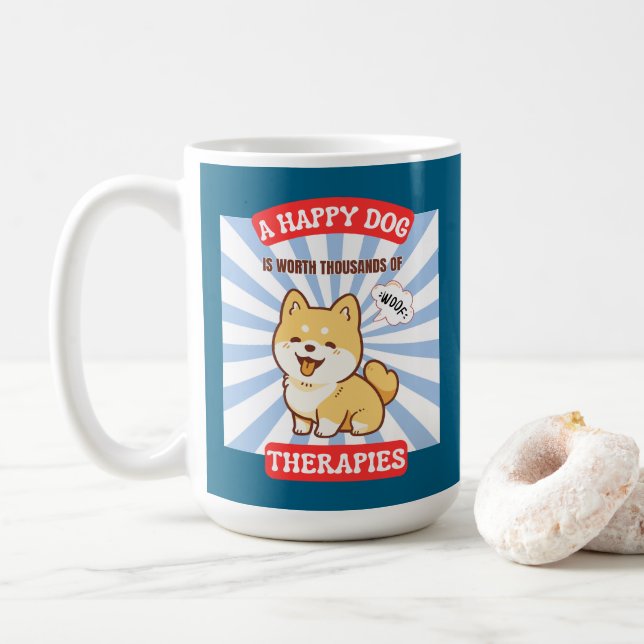 A Happy Dog Shiba cute dog Coffee Mug (With Donut)