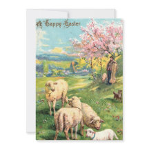 A Happy Easter lambs greeting card
