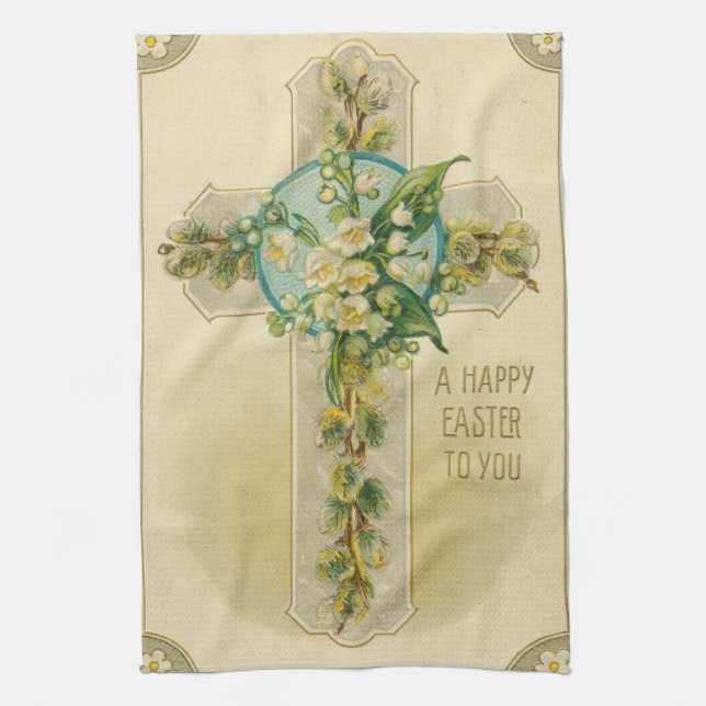 A Happy Easter to You - Antique Postcard,  Kitchen Towel (Vertical)