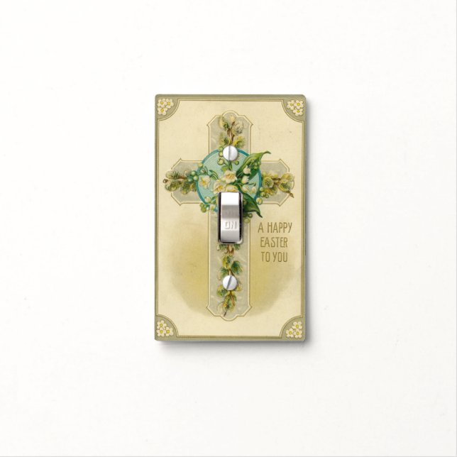 A Happy Easter to You - Antique Postcard,  Light Switch Cover (In Situ)
