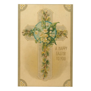 A Happy Easter to You - Antique Postcard,  Wood Wall Art