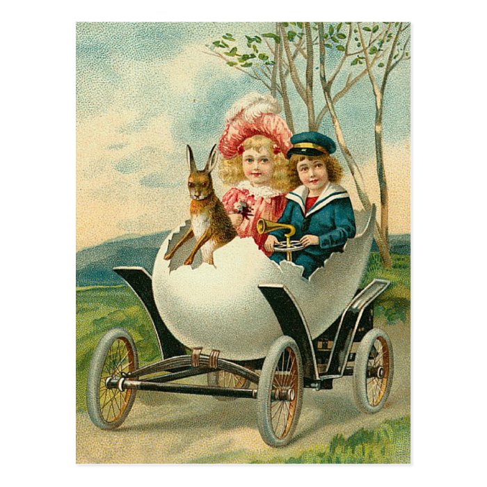 A Happy Easter To You Eggshell Car Postcard