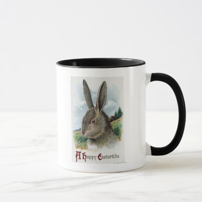 A Happy EastertideGray Rabbit Scene Mug (Right)