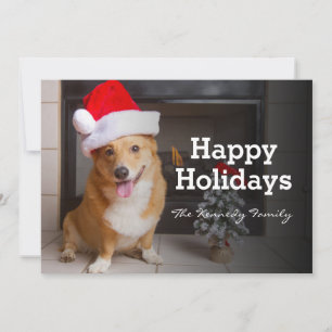 A happy, festive Pembroke Welsh Corgi Holiday Card