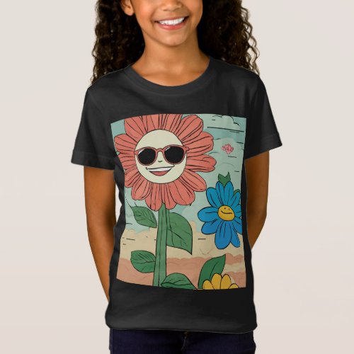 A Happy Head With A Flower In Its Mouth   T_Shirt