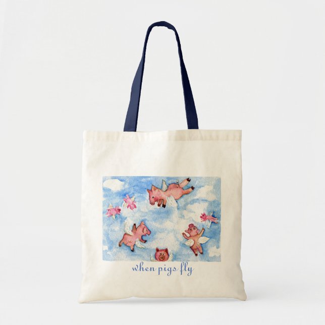 a Happy Herd of Flying Pigs Tote Bag (Front)