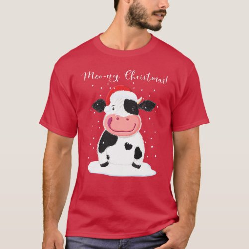A Happy Holstein Cow Wishes You A Merry Christmas T_Shirt