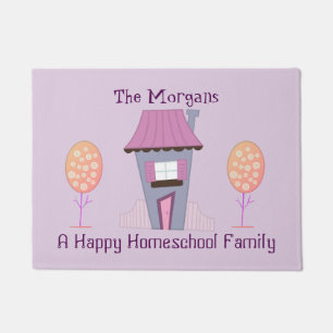 A Happy Homeschool Family Purple House Welcome Doormat