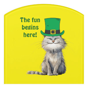 A happy Irish Cat Door Sign