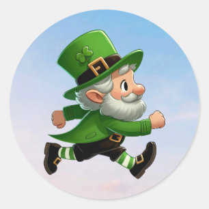 A happy little leprechaun on St. Patrick's day Classic Round Sticker