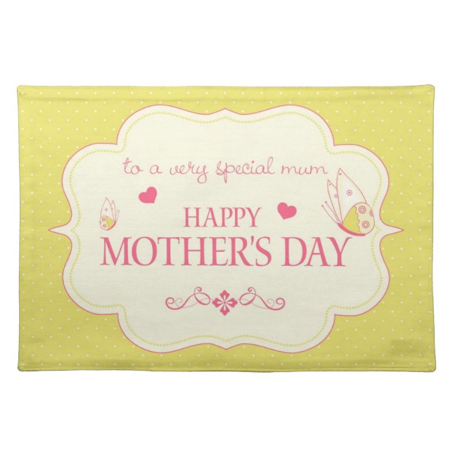 A Happy Mother's Day Greeting Card Cloth Placemat (Front)