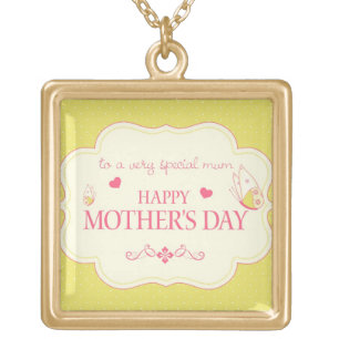 A Happy Mother's Day Greeting Card Gold Plated Necklace