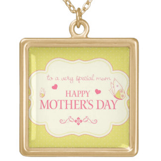 A Happy Mother's Day Greeting Card Gold Plated Necklace