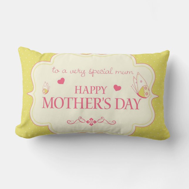 A Happy Mother's Day Greeting Card Lumbar Pillow (Front)
