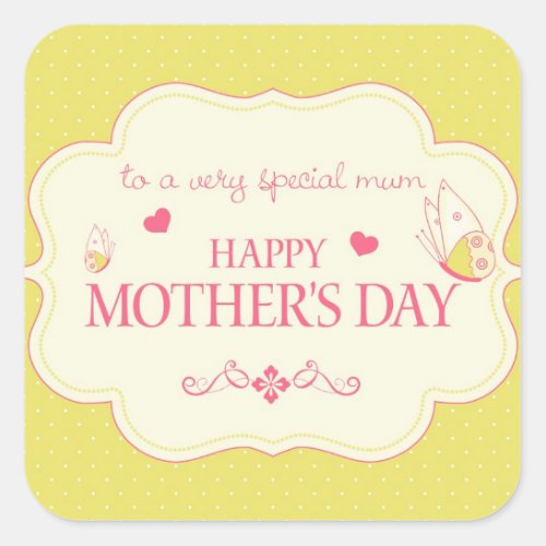 A Happy Mothers Day Greeting Card Square Sticker