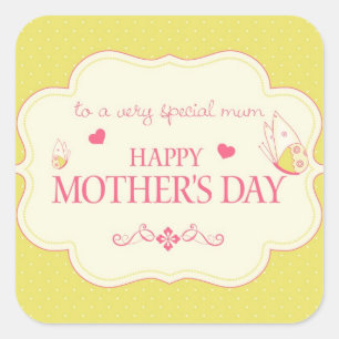 A Happy Mother's Day Greeting Card Square Sticker