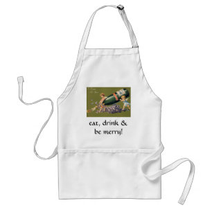 A Happy New Year, Vintage Angels with Champagne Adult Apron