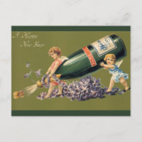 A Happy New Year, Vintage Angels with Champagne
