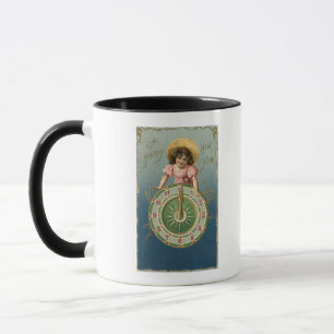 A Happy New YearGirl atop a Clock Mug