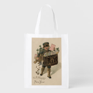 A Happy New YearIrish Mail Boy Reusable Grocery Bag