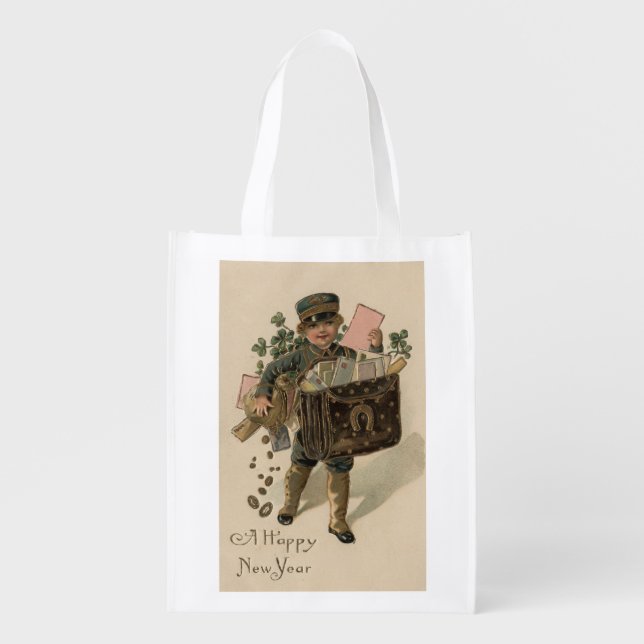A Happy New YearIrish Mail Boy Reusable Grocery Bag (Front)