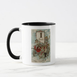 A Happy New YearKids Around a Red Wagon Mug