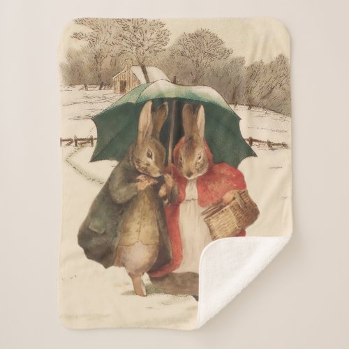 A Happy Pair by Beatrix Potter Sherpa Blanket