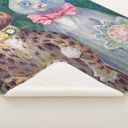 A Happy Pair  Louis Wain  Sherpa Blanket