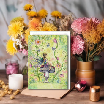 A Happy Place Garden Flower Fairy Fantasy Art Postcard by robmolily at Zazzle