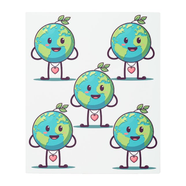 a happy planet character with a smile metal print (Front)