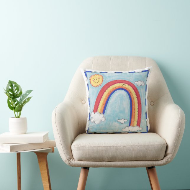 A Happy Rainbow Throw Pillow (Chair)