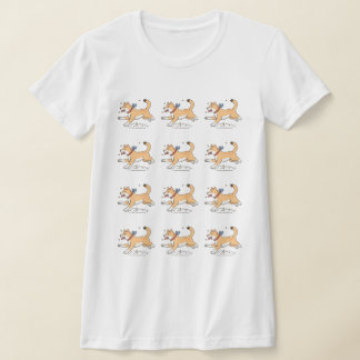 A Happy Running Brown Hachiko Dog T-Shirt