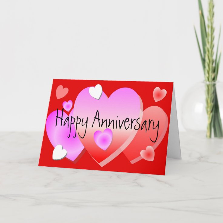 A Happy Wedding Anniversary Card Hearts | Zazzle