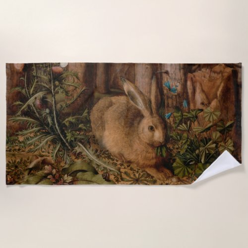 A Hare in the Forest by Hans Hoffmann Beach Towel