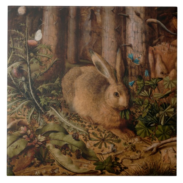 A Hare in the Forest (by Hans Hoffmann) Ceramic Tile (Front)