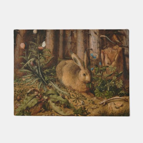A Hare In The Forest By Hans Hoffmann Doormat