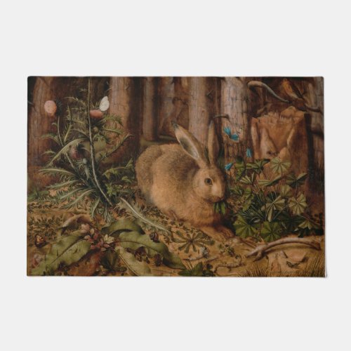 A Hare in the Forest by Hans Hoffmann Doormat