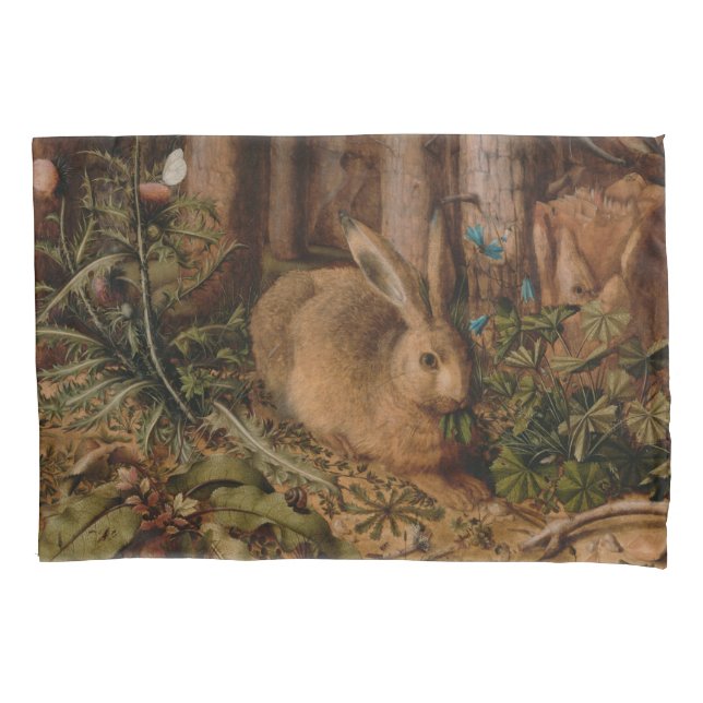 A Hare in the Forest (by Hans Hoffmann) Pillow Case (Front-Left)